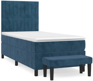 vidaXL Boxspringbett mit Matratze Dunkelblau 100x200 cm Samt 3137951
