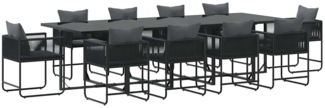 vidaXL Garten Essgruppe 11 pcs Schwarz Stahl 3335876