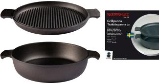 Skeppshult Grytstapel Servierpfanne 27 cm und Grillpfanne 27cm im Set - Schwarz - 25 bis 28 cm