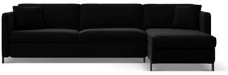 Micadoni Ecksofa Gloria 5-Sitzer Samt Schwarz Rechts 205x160