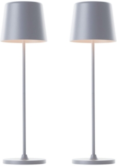 Brilliant LED Tischleuchte Kaami - mobile LED Außen Akku Tischlampe 2er-Set, Dimmer, Dimmfunktion, mehrere Helligkeitsstufen, LED fest integriert, Warmweiß, 310 lm, Touchdimmer, USB, Akku, Outdoor, Indoor, Akkuleuchte 37cm hoch