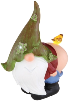 LED Solarleuchte, Gartenzwerg mit Vogel, H 35,5 cm