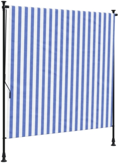 vidaXL Außenrollo Blau und Weiß 150x270 cm Stoff und Stahl 368766