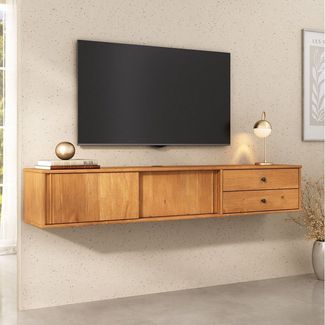 IDIMEX Lowboard SIMONA, TV Lowboard hängend aus Massivholz mit 2 Schiebetüren Eiche Finish