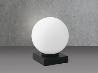 Kleine LED Tischleuchte Sockel Schwarz - Kugel Opalglas Weiß Ø17cm