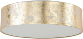 'Rena' Deckenleuchte Gold Stoffschirm rund flach ø45 cm Trommelform Moderne Deckenlampe