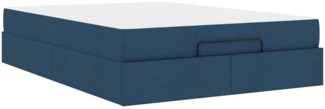 vidaXL Bettgestell mit Matratze Blau 140 x 190 cm Stoff 3399493