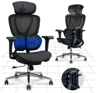 FLEXISPOT Drehstuhl Ergonomischer Bürostuhl, Arbeitsstuhl mit Dual-Wing Lendenstütze (3D-Kopfstütze & 3D-Armlehnen & Verstellbarer Sitztiefe), 3-Stufen Neigung & höhenverstellbare Rückenlehne
