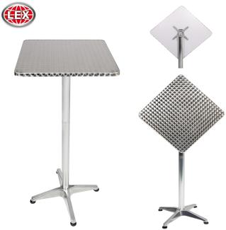 Alu Bistrotisch Balkontisch Garten Terrasse Glastisch eckig klappbar 60x60 cm