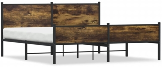 vidaXL Metallbett ohne Matratze Räuchereiche 160x200 cm 3301386