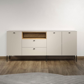 Places of Style Sideboard San Pedro (1 St), Anrichte mit Griffen und Füßen aus Metall - (B/T/H) 197/42/85 cm