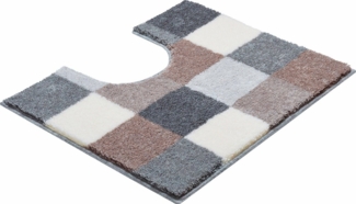 Grund Badematte BONA, Höhe 20 mm, fußbodenheizungsgeeignet, Polyester, rechteckig, rutschhemmender Rücken, kariert, flauschig, weich