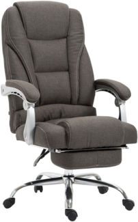 DELUKE® Bürostuhl MIAMI Stoff - 118 x 68 x 64, Dunkelgrau Stoff Metall in Chromoptik Gestell ergonomische Bürostühle Homeoffice Stuhl mit Rollen