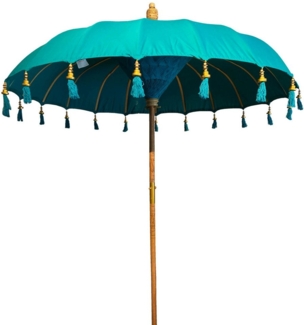 Van der Leeden Sonnenschirm Türkis, Bali Schirm, Baumwolle, Handmade, Ø 185 cm, Gartenschirm