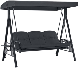 MCombo Hollywoodschaukel M MCombo 3-Sitzer Hollywoodschaukel mit Liegefunktion 4093(Dunkelgrau), Liegefunktion