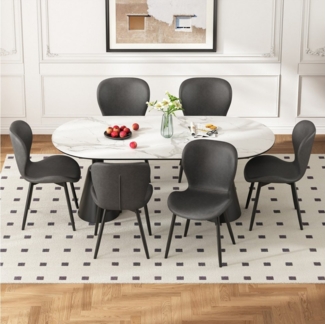 Flieks Esszimmerstuhl (Eisenbeine mit verstellbaren Füßen, Set, 6 St), 6er Set Polsterstühle Schalenstühle Küchenstühle Kunstleder Wohnzimmer