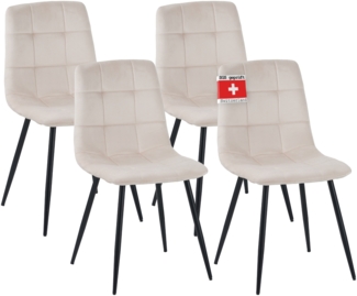 Albatros Esszimmerstühle 4er Set BORA Beige - Komfortabler Polsterstuhl für Modernes und Stilvolles Design am Esstisch - Küchenstuhl oder Stuhl Esszimmer mit hoher Belastbarkeit bis 110kg