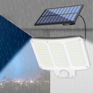 BlingBin LED Solarleuchte 210/300 LED Superhelle Solarleuchten mit Bewegungsmelder, Wasserdicht, LED fest integriert, Tageslichtweiß, LED