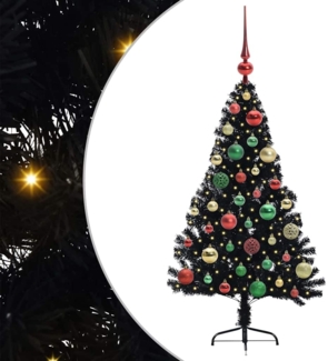 vidaXL Künstlicher vorbeleuchteter Weihnachtsbaum Schwarz 120 cm PVC 3397123