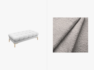 Micadoni Polsterbank Mamaia 2-Sitzer Boucle Baloo Hellgrau goldene Beine