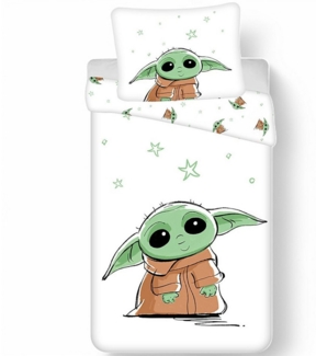 Star Wars Bettwäsche Baby Yoda - Grogu, Baumwolle, 2 teilig, Jungen Wendebettwäsche 135-140 x 200 cm