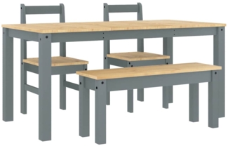 vidaXL 4-tlg. Essgruppe Panama Grau Massivholz Kiefer 3345177