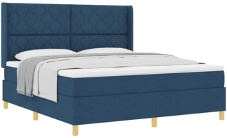 vidaXL Boxspringbett mit Matratze mit Kopfteil Blau 180 x 200 cm Stoff 3341916