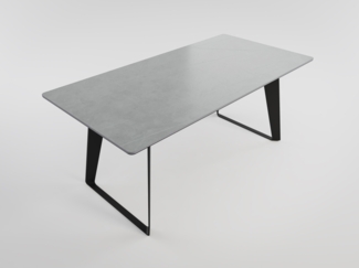 Esszimmertisch FLORINT 180x90 cm graue Keramikplatte schwarze Design-Tischkufen : Grau