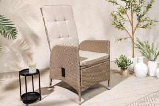 riess-ambiente Gartenstuhl SYLT natur beige (Einzelartikel, 1 St), Outdoor · Polyrattan · mit Armlehne · Balkon · verstellbar · Design