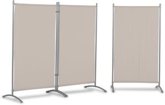 LECO Stellwand 3-teilig natur, mit Stahlrohrgestell grau, 260x60x156 cm
