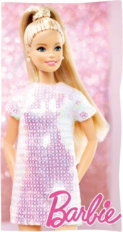 Barbie Großes Kinderhandtuch aus Baumwolle, 70cm x 140cm, Ideal für den Strand