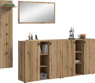 Garderobenkombination (B/H/T: 258x192x37 cm) in Evoke Oak Nachbildung