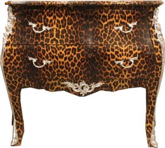 Casa Padrino Barock Kommode Leopard mit silbernen Metall Applikationen