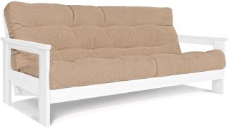 Marior HOME 'MEXICO' Klappsofa, Buchenholz, weiße Farbe, Beige
