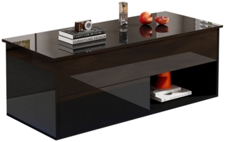 HAUSS SPOLE Couchtisch Hochglanz mit LED-Beleuchtung Hydraulischer Lift und Stauraum Schwarz (1-St)
