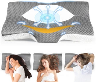 Esun Kopfkissen Memory Foam Kissen Kopfkissen, Ergonomisches Orthopädisches Kissen, Seitenschlafer, Rückenschlafer, Bauchschlafer, Set, Kissen vom OEKO-TEX® und CertiPUR Getestet, Nackenkissen für Erwachsene, Männer, Frauen