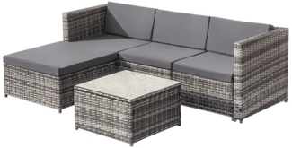 PHOEBE CAT Gartenlounge-Set, (5-tlg, Gartenmöbel Set für 4 Personen), Polyrattan Sitzgruppe mit Garten-Sofa, Garten-Tisch und Hocker