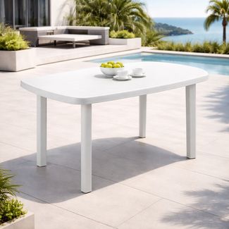 Gartentisch Balkontisch Outdoortisch Kunststofftisch Weiß 140x90x72cm