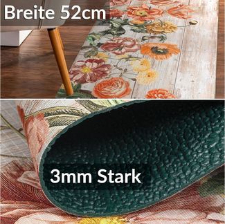 ANRO Küchenläufer RANNA pflegeleicht Teppichläufer Bodenmatte Flurläufer Küchenteppich, eckig, Höhe: 3 mm, Meterware rutschfest Aquarell Beige wasserdicht