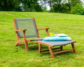 acamp Gartenstuhl Relaxsessel mit Hocker Set Bangkok (Gartenmöbel Set), Stuhl, Gartenliege, Sonnenliege, Sessel
