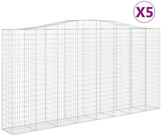 vidaXL Gabionen mit Hochbogen 5 Stk. 400x50x200/220cm Verzinktes Eisen 3146024
