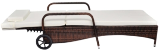vidaXL Sonnenliege mit Polster & Rollen Poly Rattan Braun 42476