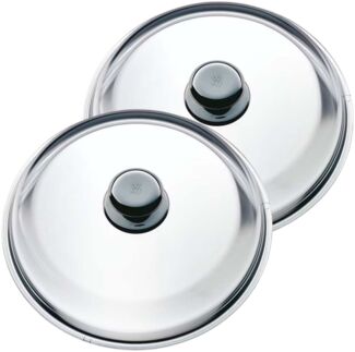 WMF 2 Pfannen- Topfdeckel 24 cm, Glasdeckel mit Kunststoffknauf, Deckel für Töpfe & Pfannen, hitzebeständiges Glas, spülmaschinengeeignet