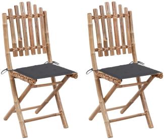 vidaXL Klappbare Gartenstühle 2 Stk. mit Kissen Bambus 3063987