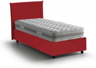 Dmora Arminius-Einzelbett, Bettkasten mit Stoffbezug, 100 % Made in Italy, Öffnung vorne, inklusive Matratze 90 x 190 cm, Rot