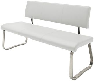 Sitzbank >Muvo I< in Weiß aus Metall - 155x86x59cm (BxHxT)
