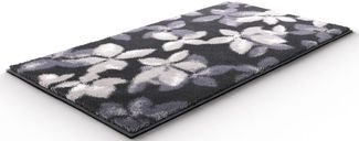 Grund Badematte Umbria, Höhe 20 mm, rutschhemmend beschichtet, fußbodenheizungsgeeignet, Polyacryl, rechteckig, Modernes Blättermuster in Black oder Taupe, 5 Jahre Garantie