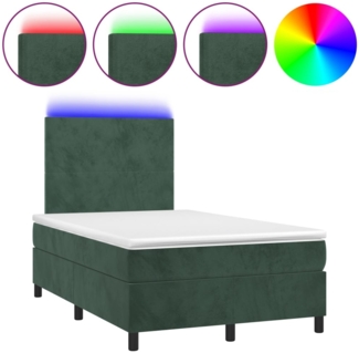 vidaXL Boxspringbett mit Matratze & LED Dunkelgrün 120x190 cm Samt 3270302