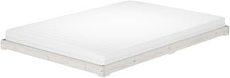 Weißes Futonbett platzsparend extra niedriges Bodenbett 140x200 Kiefer V-60.47W-14Rollrost und Matratze inkl.