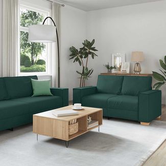 vidaXL 2-teiliges Sofa-Set mit Kissen, dunkelgrüner Stoff 3324696